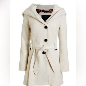 Steve Madden Cream Hooded Trench Coat